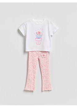 Reserved - Bawełniany komplet z aplikacją 3d - wielobarwny ze sklepu Reserved w kategorii Bluzki dziewczęce - zdjęcie 188759421