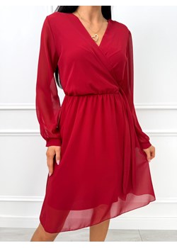 Czerwona Szyfonowa Sukienka z Kopertowym Dekoltem ze sklepu ModnaKiecka.pl w kategorii Sukienki - zdjęcie 188760043