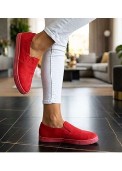 Wsuwane czerwone tenisówki z tkaniny /F3-3 15663 T170/ ze sklepu Pantofelek24.pl w kategorii Trampki damskie - zdjęcie 188761702