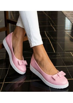 Różowe pastelowe balerinki damskie z kokardą /E3-3 17425 T140/ ze sklepu Pantofelek24.pl w kategorii Balerinki - zdjęcie 188761803