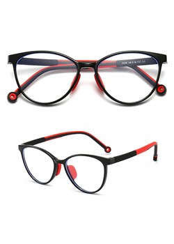 Okulary dla dziewczynki zerówki do komputera z filtrem Blue Light 25183 czarny/czerwony ze sklepu Stylion w kategorii Akcesoria dziecięce - zdjęcie 188762420