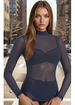 Golf damski przezroczysty siateczkowy granatowy 169320, Kolor granatowy, Rozmiar XS, Teyli ze sklepu Primodo w kategorii Bluzki damskie - zdjęcie 188764363