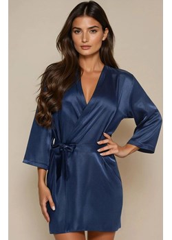 Szlafrok satynowy w kolorze granatowym Aria, Kolor granatowy, Rozmiar S, Irall ze sklepu Primodo w kategorii Szlafroki damskie - zdjęcie 188764440
