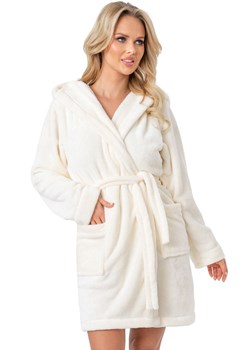 Zimowy szlafrok damski z kapturem ecru 101, Kolor ecru, Rozmiar XS/S, Donna ze sklepu Primodo w kategorii Szlafroki damskie - zdjęcie 188765642