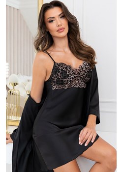 Donna satynowa koszula nocna czarna Sabrina, Kolor czarny, Rozmiar S, Donna ze sklepu Primodo w kategorii Koszule nocne - zdjęcie 188766102