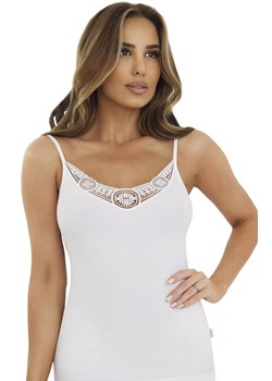 Biała bluzka na ramiączkach z koronką Niko, Kolor biały, Rozmiar L, EMILI ze sklepu Primodo w kategorii Podkoszulki i halki - zdjęcie 188766771
