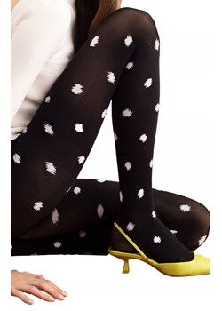 Blur G6033 czarne rajstopy w biały wzór 60 den, Kolor czarno-biały, Rozmiar 2, Fiore ze sklepu Primodo w kategorii Rajstopy - zdjęcie 188768870