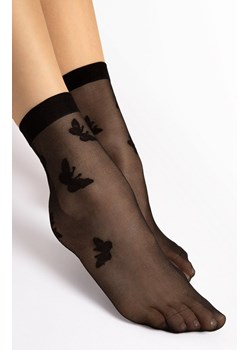 Transparentne skarpetki czarne we wzór motyli Summer 15 DEN, Kolor czarny, Rozmiar uniwersalny, Fiore ze sklepu Primodo w kategorii Skarpetki damskie - zdjęcie 188769030