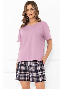 Bawełniana piżama damska na krótki rękaw i krótkie spodnie Donatella, Kolor wrzosowy-wzór, Rozmiar S, Italian Fashion ze sklepu Primodo w kategorii Piżamy damskie - zdjęcie 188771002