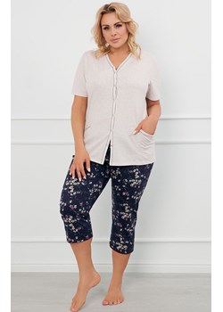 Piżama damska na krótki rękaw i 3/4 spodnie Evita, Kolor szary melanż-granat, Rozmiar S, Italian Fashion ze sklepu Primodo w kategorii Piżamy damskie - zdjęcie 188771074