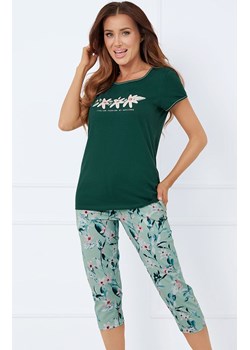 Piżama damska na krótki rękaw i 3/4 spodnie Florisa, Kolor ciemnozielony-wzór, Rozmiar S, Italian Fashion ze sklepu Primodo w kategorii Piżamy damskie - zdjęcie 188771133