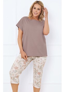 Piżama damska na krótki rękaw i 3/4 spodnie Solita, Kolor cappuccino-ecru, Rozmiar S, Italian Fashion ze sklepu Primodo w kategorii Piżamy damskie - zdjęcie 188772132