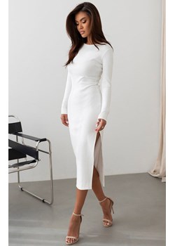 Elastyczna sukienka damska z rozcięciem ecru Romance 372, Kolor ecru, Rozmiar L, Ivon ze sklepu Primodo w kategorii Sukienki - zdjęcie 188772472
