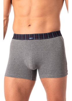 Gładkie szare bokserki bawełniane z kolorową gumą MXH 407, Kolor szary melanż, Rozmiar XL, Key ze sklepu Primodo w kategorii Majtki męskie - zdjęcie 188772960