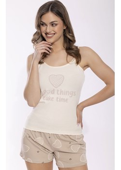 Bawełniana piżama damska na ramiączkach 365, Kolor beżowy-wzór, Rozmiar L, leptir ze sklepu Primodo w kategorii Piżamy damskie - zdjęcie 188773904