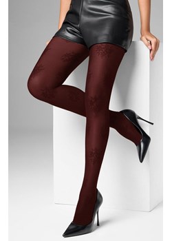 Marilyn rajstopy z kwiatowym wzorem na drobnej siateczce burgund 40 DEN Grace F22, Kolor burgund, Rozmiar 1/2, Marilyn ze sklepu Primodo w kategorii Rajstopy - zdjęcie 188774872