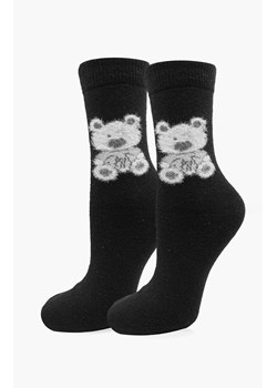Czarne skarpetki damskie z wełną i angorą z motywem misia Angora F32, Kolor czarny, Rozmiar uniwersalny, Marilyn ze sklepu Primodo w kategorii Skarpetki damskie - zdjęcie 188774964