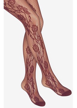 Rajstopy damskie kabaretki z kwiatowym haftem burgundowe Charly E02 Marilyn, Kolor burgund, Rozmiar 1/2, Marilyn ze sklepu Primodo w kategorii Rajstopy - zdjęcie 188775041