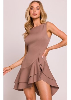 Moe sukienka z falbanami mokka M850, Kolor mocca, Rozmiar L, MOE ze sklepu Primodo w kategorii Sukienki - zdjęcie 188777413