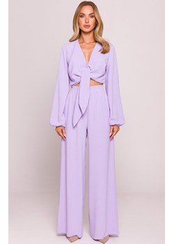 Moe długie spodnie damskie letnie fiołkowe M862, Kolor fiołkowy, Rozmiar L, MOE ze sklepu Primodo w kategorii Spodnie damskie - zdjęcie 188777613