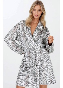 Ciepły szlafrok damski Diana, Kolor szary-wzór, Rozmiar M, Momenti per me ze sklepu Primodo w kategorii Szlafroki damskie - zdjęcie 188778580