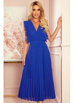 315-2 plisowana sukienka, Kolor chabrowy, Rozmiar 2XL, Numoco ze sklepu Primodo w kategorii Sukienki - zdjęcie 188779424