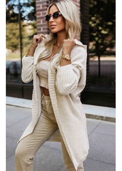 Kardigan oversize z kapturem 629-1, Kolor beżowy, Rozmiar one size, NUMOCO BASIC ze sklepu Primodo w kategorii Swetry damskie - zdjęcie 188779862