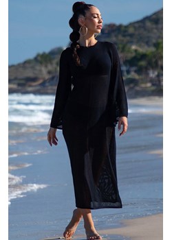 Długa sukienka ażurowa z dekoltem na plecach z bawełny 216/02, Kolor czarny, Rozmiar 36/38, Primo ze sklepu Primodo w kategorii Sukienki - zdjęcie 188780184