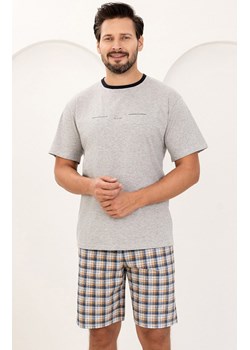 Bawełniana piżama męska szary melanż 502, Kolor szary melanż-wzór, Rozmiar M, Regina ze sklepu Primodo w kategorii Piżamy męskie - zdjęcie 188780372