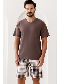 Bawełniana piżama męska brązowa 505, Kolor brązowy-wzór, Rozmiar M, Regina ze sklepu Primodo w kategorii Piżamy męskie - zdjęcie 188780374