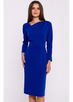 Sukienka ołówkowa z asymetrycznym dekoltem chabrowa S376, Kolor chabrowy, Rozmiar L, Stylove ze sklepu Primodo w kategorii Sukienki - zdjęcie 188782882