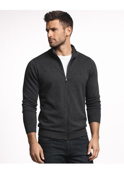 Sweter męski na suwak z stójką bawełniany grafitowy Recea ze sklepu Recea.pl w kategorii Swetry męskie - zdjęcie 188785970
