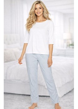 Piżama damska z długimi spodniami w kropki Candice, Kolor niebieski, Rozmiar S, Momenti per me ze sklepu Intymna w kategorii Piżamy damskie - zdjęcie 188786010