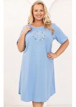 Bawełniana koszula nocna damska niebieska plus size 176, Kolor niebieski, Rozmiar XXL, Regina ze sklepu Intymna w kategorii Koszule nocne - zdjęcie 188786100