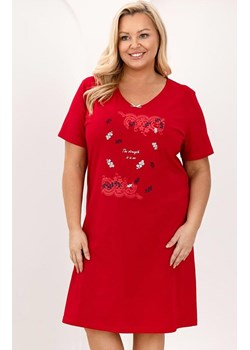 Bawełniana koszula nocna damska czerwona plus size 178, Kolor czerwony, Rozmiar XL, Regina ze sklepu Intymna w kategorii Koszule nocne - zdjęcie 188786103