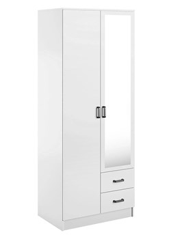 Biała minimalistyczna szafa z szufladami i lustrem - Larimox ze sklepu Edinos.pl w kategorii Szafy - zdjęcie 188786191