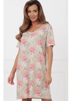 Damska koszula nocna z krótkim rękawem Harmonia, Kolor beżowy-wzór, Rozmiar M, Italian Fashion ze sklepu Primodo w kategorii Koszule nocne - zdjęcie 188786351