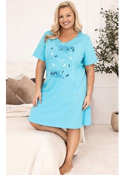 Bawełniana koszula nocna damska turkusowa plus size 178, Kolor turkusowy, Rozmiar XL, Regina ze sklepu Primodo w kategorii Koszule nocne - zdjęcie 188786404