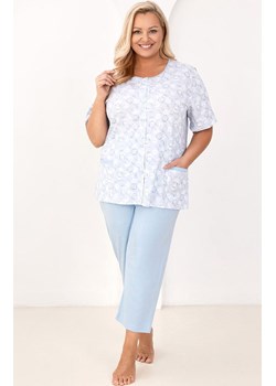 Bawełniana piżama damska rozpinana plus size niebieska 738, Kolor niebieski, Rozmiar XXL, Regina ze sklepu Primodo w kategorii Piżamy damskie - zdjęcie 188786434