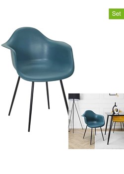 Rétro Chic Fotele (4 szt.) "Gustav" w kolorze morskim - 62 x 85 x 59 cm ze sklepu Limango Polska w kategorii Pufy i siedziska - zdjęcie 188792084