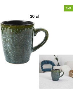 THE HOME DECO FACTORY Kubki (2 szt.) "Elia" w kolorze czarno-zielonym - 300 ml ze sklepu Limango Polska w kategorii Dzbanki i zaparzacze - zdjęcie 188793122