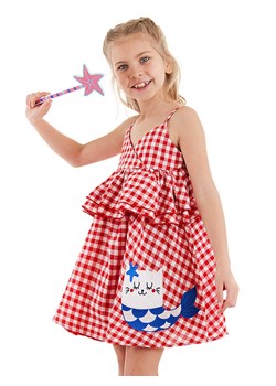 Denokids Sukienka "Sea Cat" w kolorze czerwono-białym ze sklepu Limango Polska w kategorii Sukienki dziewczęce - zdjęcie 188799343