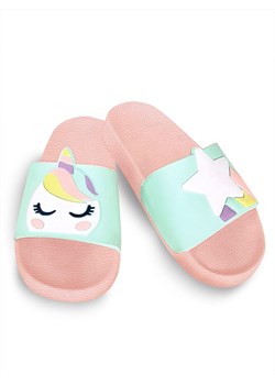 Denokids Klapki "Unicorn" w kolorze turkusowo-jasnoróżowym ze sklepu Limango Polska w kategorii Kapcie dziecięce - zdjęcie 188799371