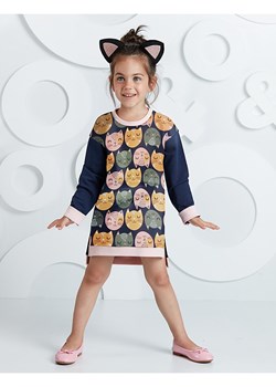 Denokids Sukienka "Cats" w kolorze granatowym ze wzorem ze sklepu Limango Polska w kategorii Sukienki dziewczęce - zdjęcie 188800232