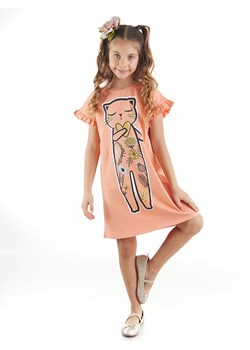 Denokids Sukienka "Cat in Flowers" w kolorze brzoskwiniowym ze sklepu Limango Polska w kategorii Sukienki dziewczęce - zdjęcie 188800834