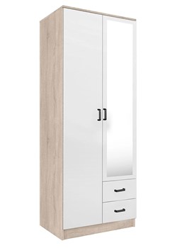 Skandynawska szafa z lustrem dąb sonoma + biały - Larimox ze sklepu Edinos.pl w kategorii Szafy - zdjęcie 188807120