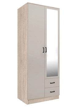 Szafa z lustrem i szufladami dąb sonoma + kaszmir - Larimox ze sklepu Edinos.pl w kategorii Szafy - zdjęcie 188807124