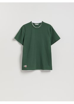 Reserved - Strukturalny t-shirt regular - ciemnozielony ze sklepu Reserved w kategorii T-shirty męskie - zdjęcie 188807342