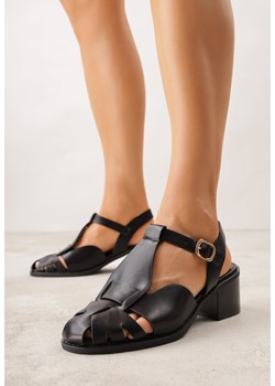 Czarne Sandały na Obcasie z Ozdobnymi Paskami Aglaosa ze sklepu born2be.pl w kategorii Sandały damskie - zdjęcie 188807771