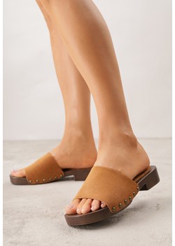 Brązowe Klapki Ozdobione Nitami Jehlone ze sklepu born2be.pl w kategorii Klapki damskie - zdjęcie 188807924